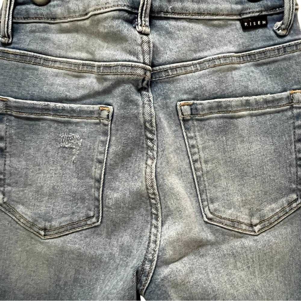 RISEN JEANS High Rise Denim Jeans with Button Fly Straight Leg - Picture 8 of 16